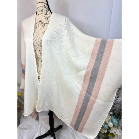 Steve Madden Kimono Shawl Wrap with Pastel Pink/Purple Stripes XL - Picture 7 of 8